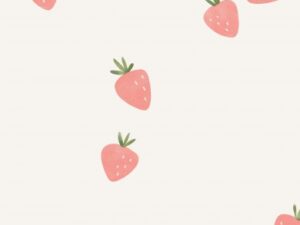 Raštuotas audinys „Braškės – taip kvepia vasara“ – vasariškas dizainas su braškių motyvais, OEKO-TEX sertifikuotas