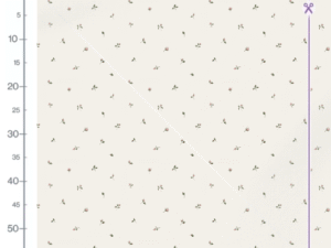 Audinio „Rožytės“ faktūra – medvilninis audinys su smulkiais rožių raštais, ekologiškai spausdintas