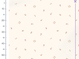 Audinio „Smulkių gėlių pieva“ faktūra – natūralus medvilninis audinys su smulkiais gėlių motyvais, ekologiškai spausdintas